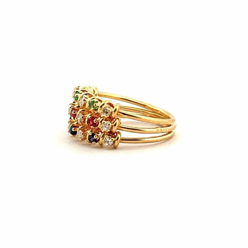 Bague 51 Bague spirales multi-pierres en or jaune 18 carats 58 Facettes