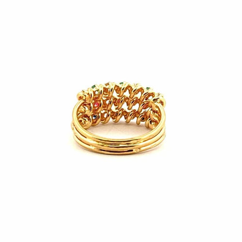 Bague 51 Bague spirales multi-pierres en or jaune 18 carats 58 Facettes