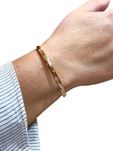 Bracelet Bracelet jonc ouvrant en or rose 18 carats et diamants 58 Facettes