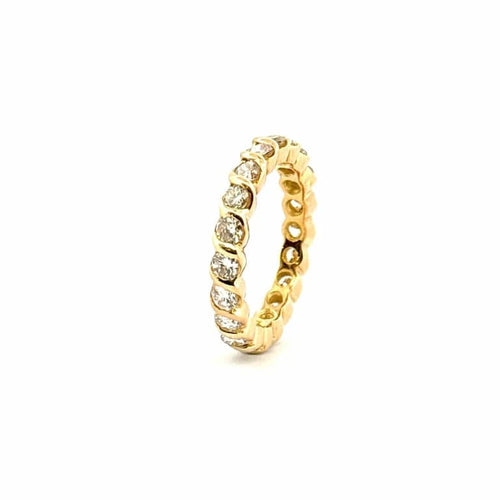 Bague 51 Alliance tour complet en or jaune 18 carats et diamants 58 Facettes