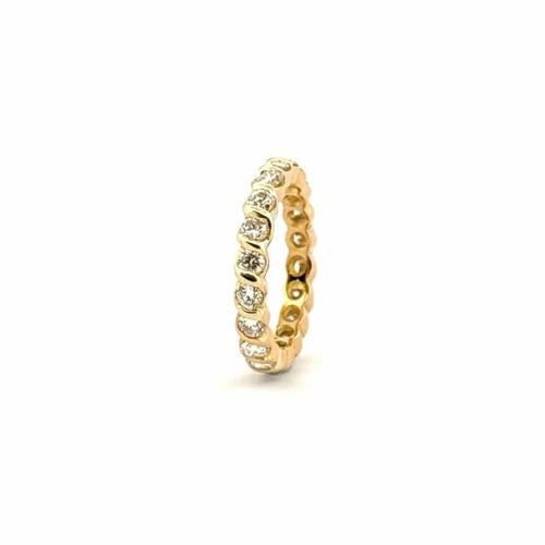 Bague 51 Alliance tour complet en or jaune 18 carats et diamants 58 Facettes