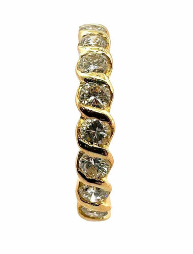 Bague 51 Alliance tour complet en or jaune 18 carats et diamants 58 Facettes
