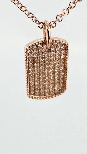 Collier Chaîne et pendentif plaque GI en or rose 18 carats et diamants 58 Facettes