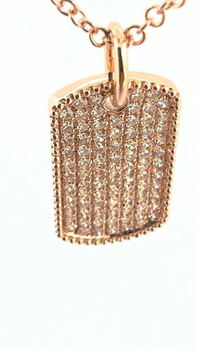 Collier Chaîne et pendentif plaque GI en or rose 18 carats et diamants 58 Facettes