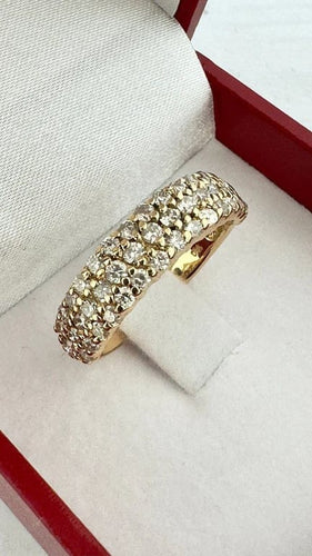 Bague 56 Demi-alliance - Bague en or jaune 18 carats et diamants 58 Facettes