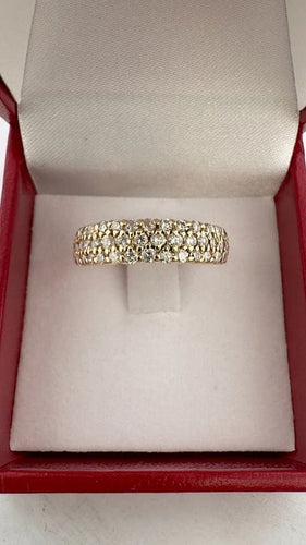 Bague 56 Demi-alliance - Bague en or jaune 18 carats et diamants 58 Facettes