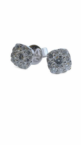 Boucles d'oreilles Puces d’oreilles en or blanc 18 carats et diamants 58 Facettes