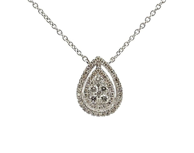 Collier Collier goutte en or blanc 18 carats et diamants 58 Facettes