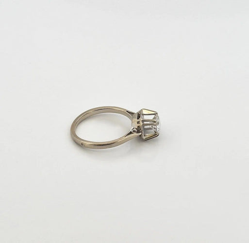 Bague 54 Solitaire ancien - Bague en or blanc et diamant 58 Facettes