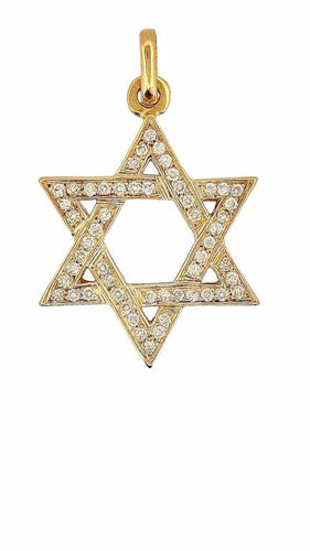 Pendentif Pendentif Étoile de David en or jaune 18 carats et diamants 58 Facettes