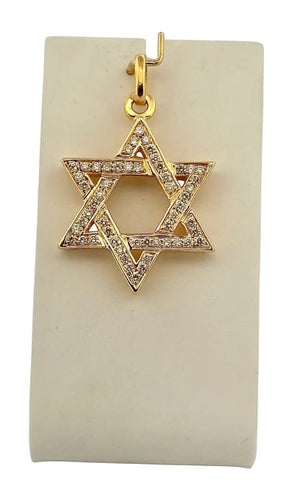 Pendentif Pendentif Étoile de David en or jaune 18 carats et diamants 58 Facettes