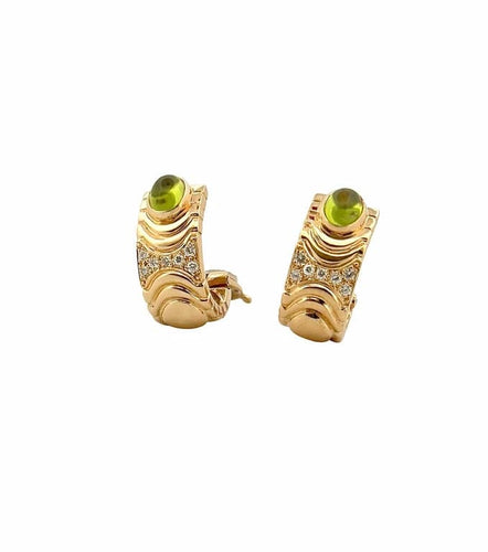 Boucles d'oreilles Boucles d’oreilles clip en or jaune 18 carats, diamants et péridots 58 Facettes
