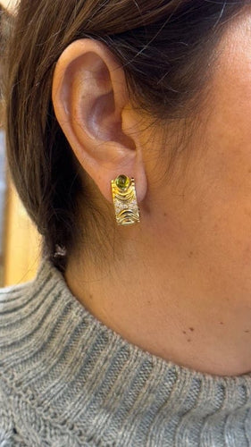 Boucles d'oreilles Boucles d’oreilles clip en or jaune 18 carats, diamants et péridots 58 Facettes
