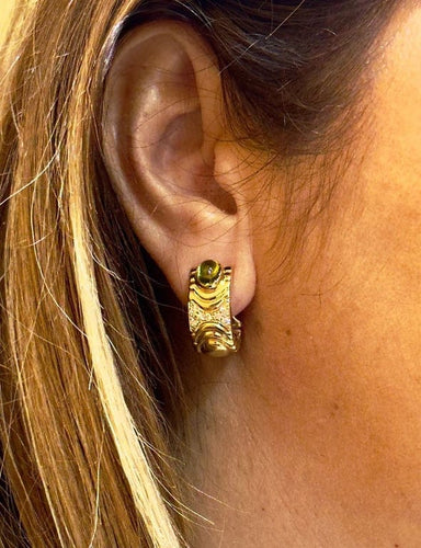 Boucles d'oreilles Boucles d’oreilles clip en or jaune 18 carats, diamants et péridots 58 Facettes