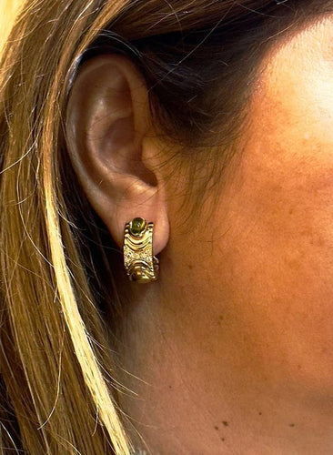 Boucles d'oreilles Boucles d’oreilles clip en or jaune 18 carats, diamants et péridots 58 Facettes