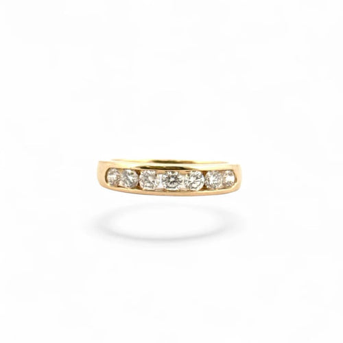 Bague 55 Demi-alliance - Bague en or jaune 18 carats et diamants 58 Facettes