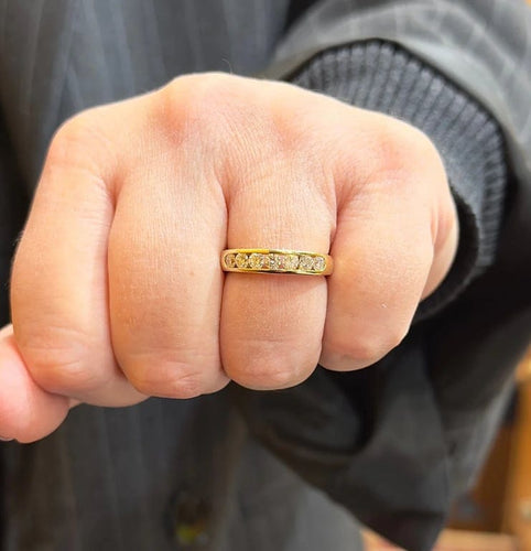 Bague 55 Demi-alliance - Bague en or jaune 18 carats et diamants 58 Facettes
