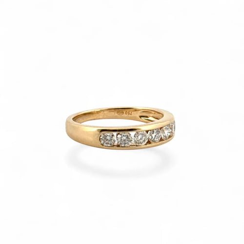 Bague 55 Demi-alliance - Bague en or jaune 18 carats et diamants 58 Facettes