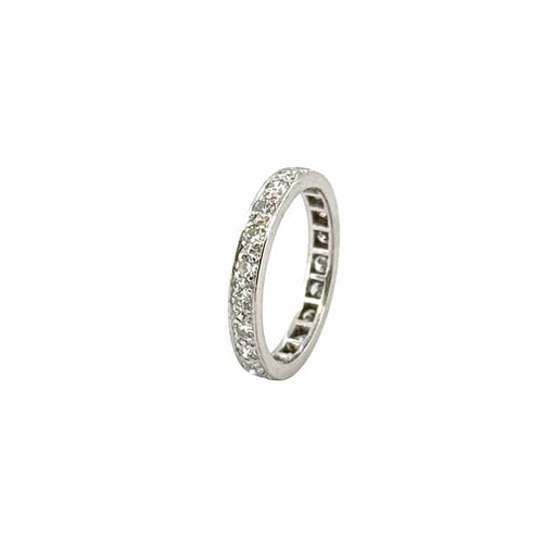 Bague 59 Alliance vintage tour complet en platine 950 et diamants 58 Facettes