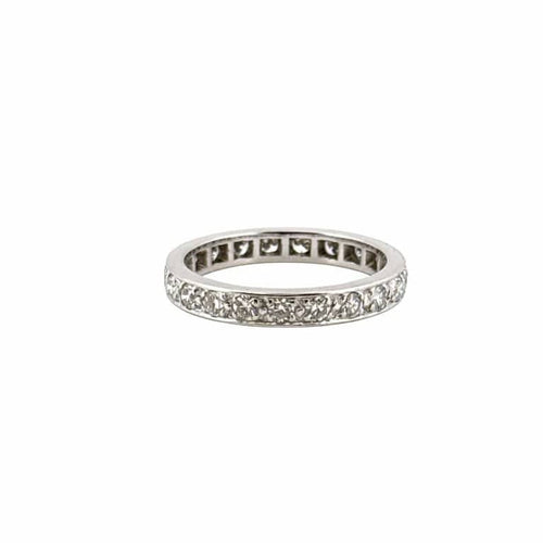 Bague 59 Alliance vintage tour complet en platine 950 et diamants 58 Facettes