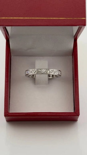 Bague 59 Alliance vintage tour complet en platine 950 et diamants 58 Facettes