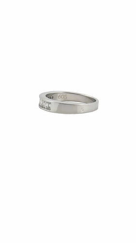 Bague 53 Demi-alliance - Bague en or blanc 18 carats et diamants baguette 58 Facettes