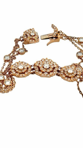 Bracelet Garrard Tudor Roses - Bracelet en or rose 18 carats et diamants 58 Facettes