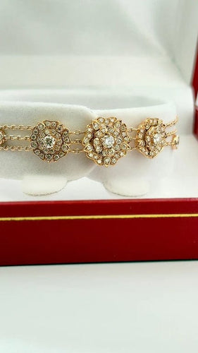 Bracelet Garrard Tudor Roses - Bracelet en or rose 18 carats et diamants 58 Facettes