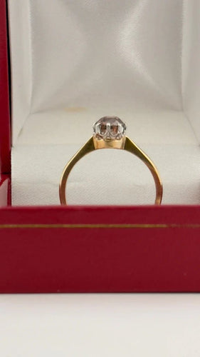 Bague 55.5 Bague solitaire ancienne en or jaune, platine et diamant brun 58 Facettes