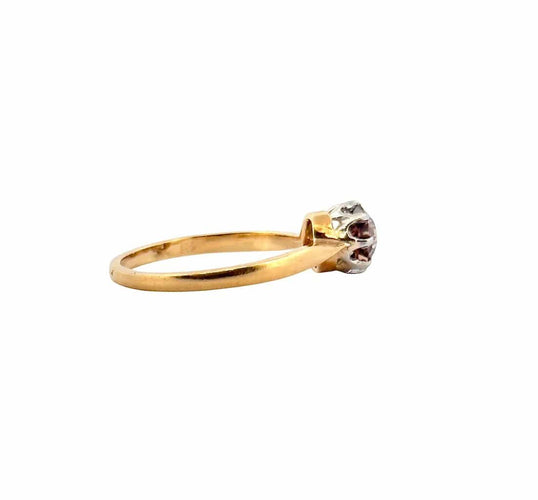 Bague 55.5 Bague solitaire ancienne en or jaune, platine et diamant brun 58 Facettes