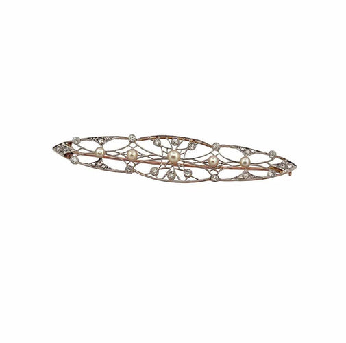 Broche Broche ancienne en or, perles et diamants 58 Facettes