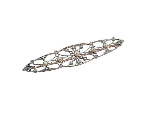 Broche Broche ancienne en or, perles et diamants 58 Facettes