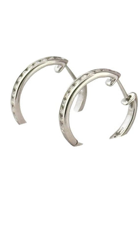 Boucles d'oreilles Créoles en or blanc 18 carats serties de diamants 58 Facettes