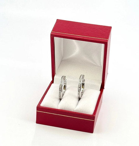 Boucles d'oreilles Créoles en or blanc 18 carats serties de diamants 58 Facettes