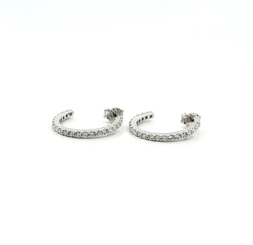 Boucles d'oreilles Boucles d’oreilles créoles en or blanc 18 carats et diamants 58 Facettes