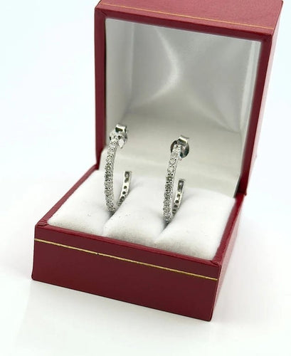Boucles d'oreilles Boucles d’oreilles créoles en or blanc 18 carats et diamants 58 Facettes