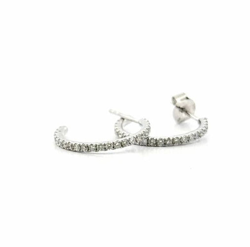 Boucles d'oreilles Créoles en or blanc 18 carats et diamants 58 Facettes