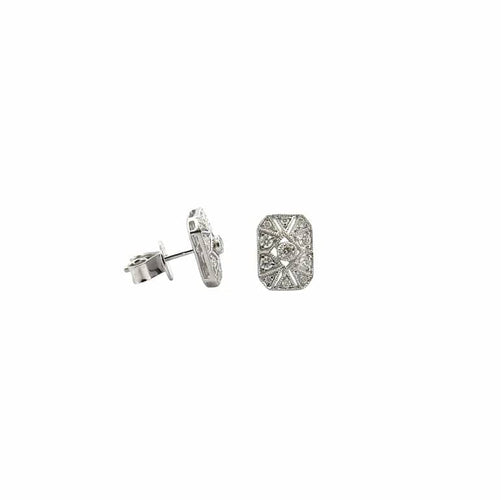 Boucles d'oreilles Art déco - Boucles d’oreilles puces en or blanc 18 carats et diamants 58 Facettes