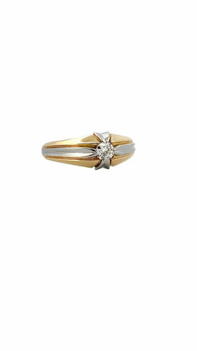 Bague 63 Bague jonc bicolore en or 18 carats et diamant 58 Facettes