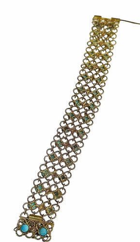 Bracelet Bracelet souple en or 14 carats et turquoises 58 Facettes