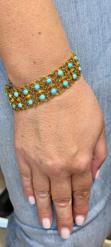 Bracelet Bracelet souple en or 14 carats et turquoises 58 Facettes
