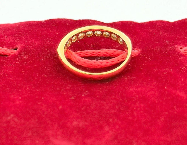 Bague 54 Demi-alliance - Bague en or jaune 18 carats et diamants 58 Facettes