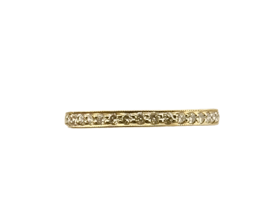 Bague 53 Alliance tour complet pavée de diamants en or 18 carats 58 Facettes