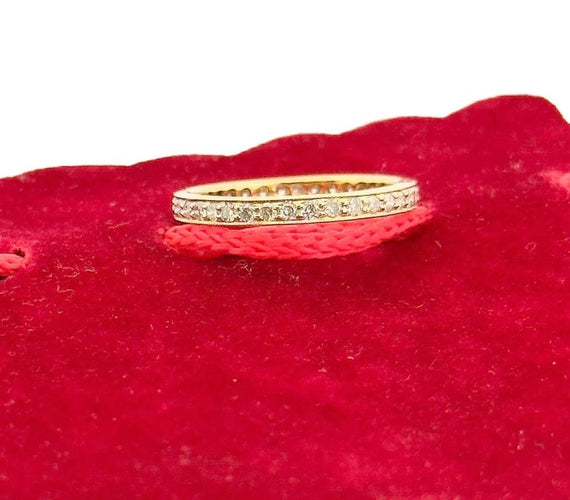 Bague 53 Alliance tour complet pavée de diamants en or 18 carats 58 Facettes