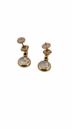 Boucles d'oreilles Chopard - Boucles d’oreilles pendantes en or jaune 18 carats, diamants et émeraudes 58 Facettes