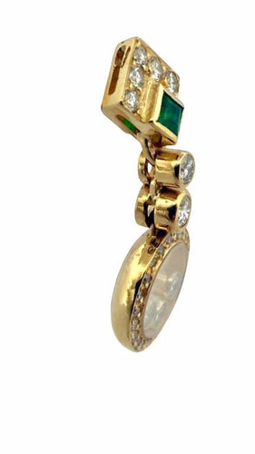 Boucles d'oreilles Chopard - Boucles d’oreilles pendantes en or jaune 18 carats, diamants et émeraudes 58 Facettes