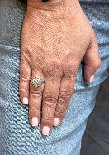 Bague 54 Bague vintage en or blanc 18 carats, platine et diamants 58 Facettes