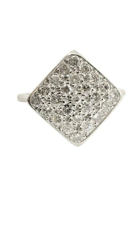 Bague 54 Bague vintage en or blanc 18 carats, platine et diamants 58 Facettes