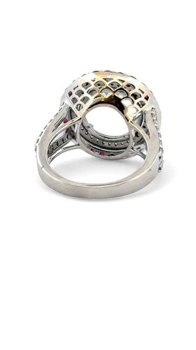 Bague 55 Bague en or blanc 18 carats avec aigue-marine, diamants et rubis 58 Facettes