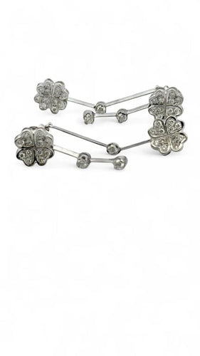 Boucles d'oreilles Boucles d’oreilles trèfles en or blanc 18 carats et diamants 58 Facettes